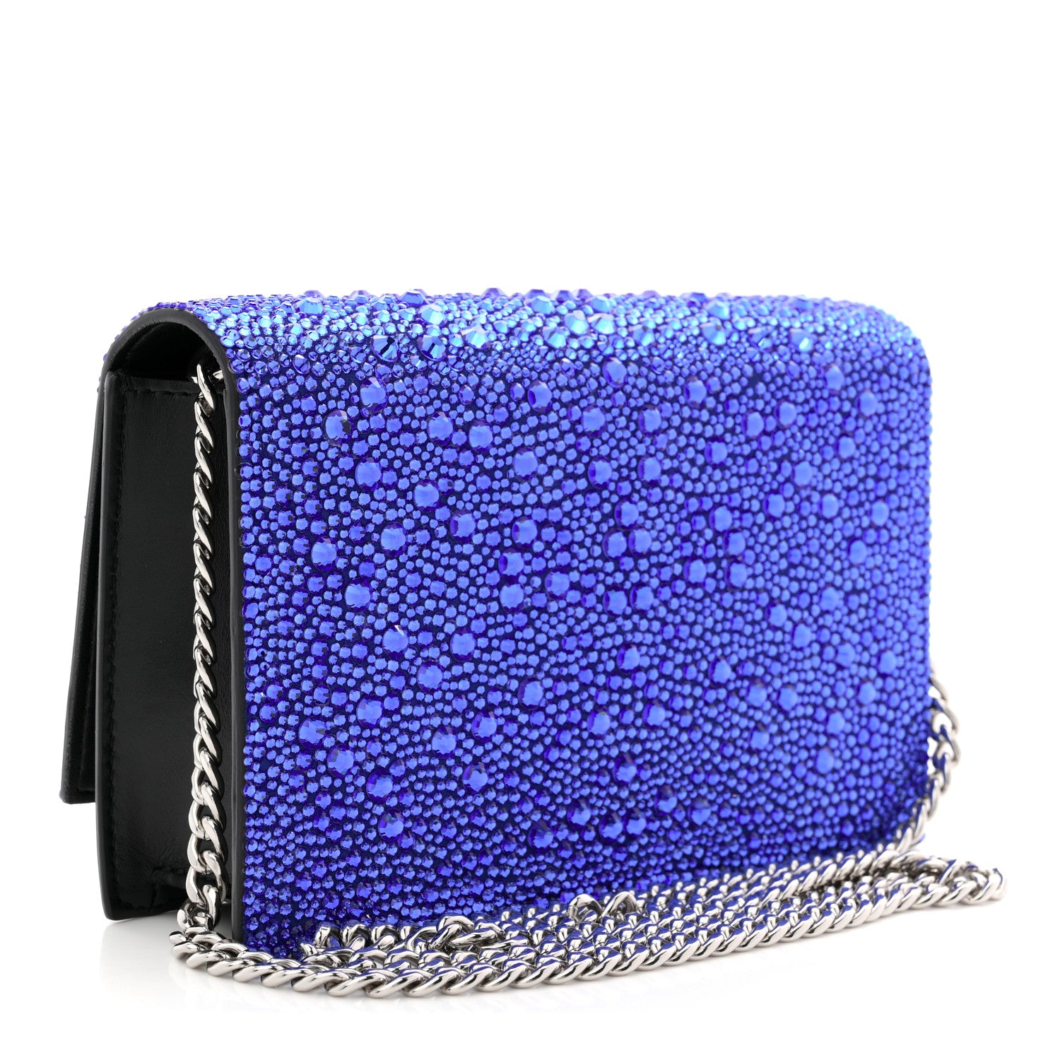 Alexander McQueen Calfskin Crystal Skull Mini Crossbody Bag Electric Blue 3 of 9