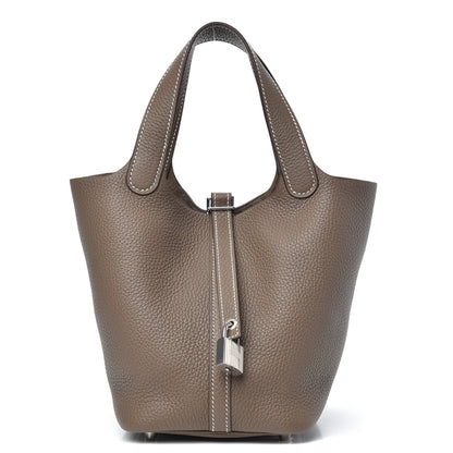 Hermes Taurillon Clemence Picotin Lock 18 PM Etoupe 1 of 9