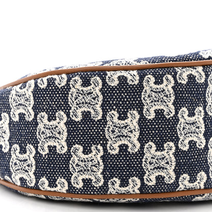 Celine Canvas Calfskin Ava Triomphe Shoulder Bag Blue 10 of 11