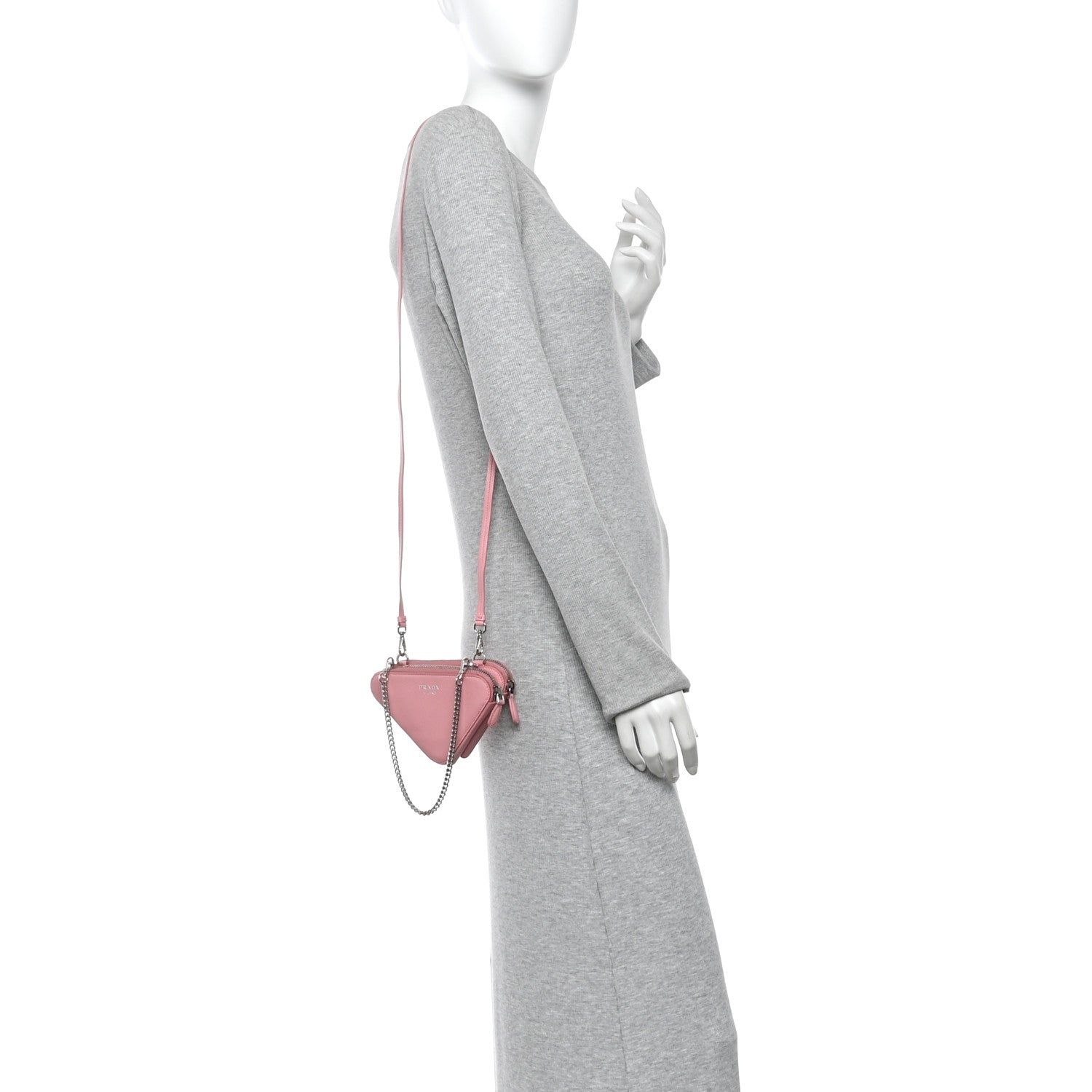 Prada Saffiano Mini Triangle Crossbody Pouch Petalo 2 of 12