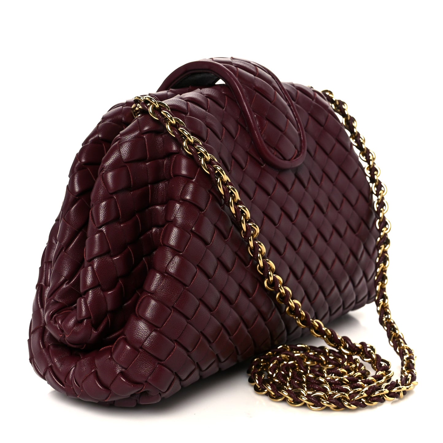 Nappa Intrecciato Small The Lauren 1980 Clutch With Chain Barolo