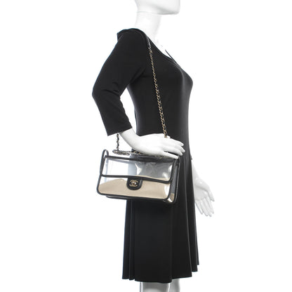 Chanel Lambskin PVC Medium Coco Sand Flap Black 2 of 11