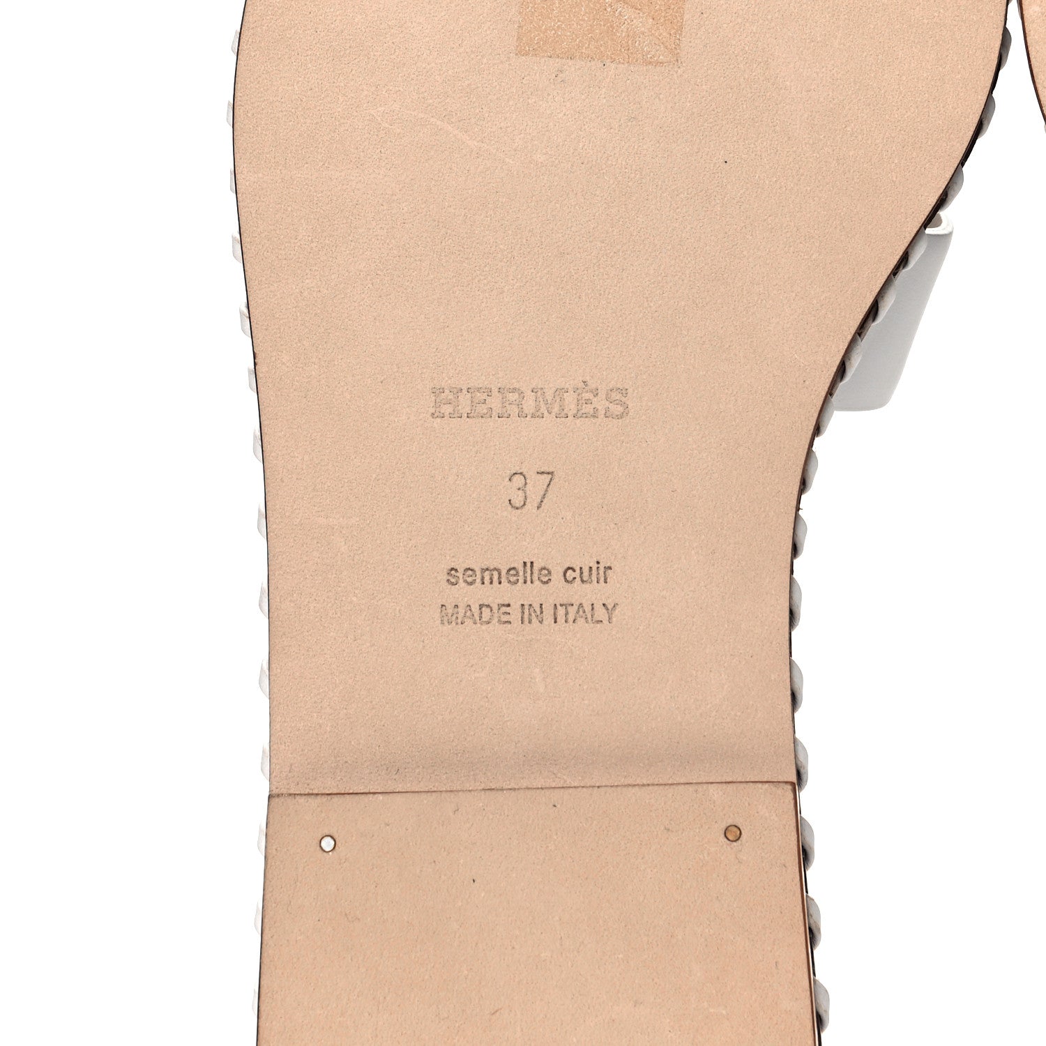 Hermes Calfskin Braided Oran Sandals 37 White 6 of 10