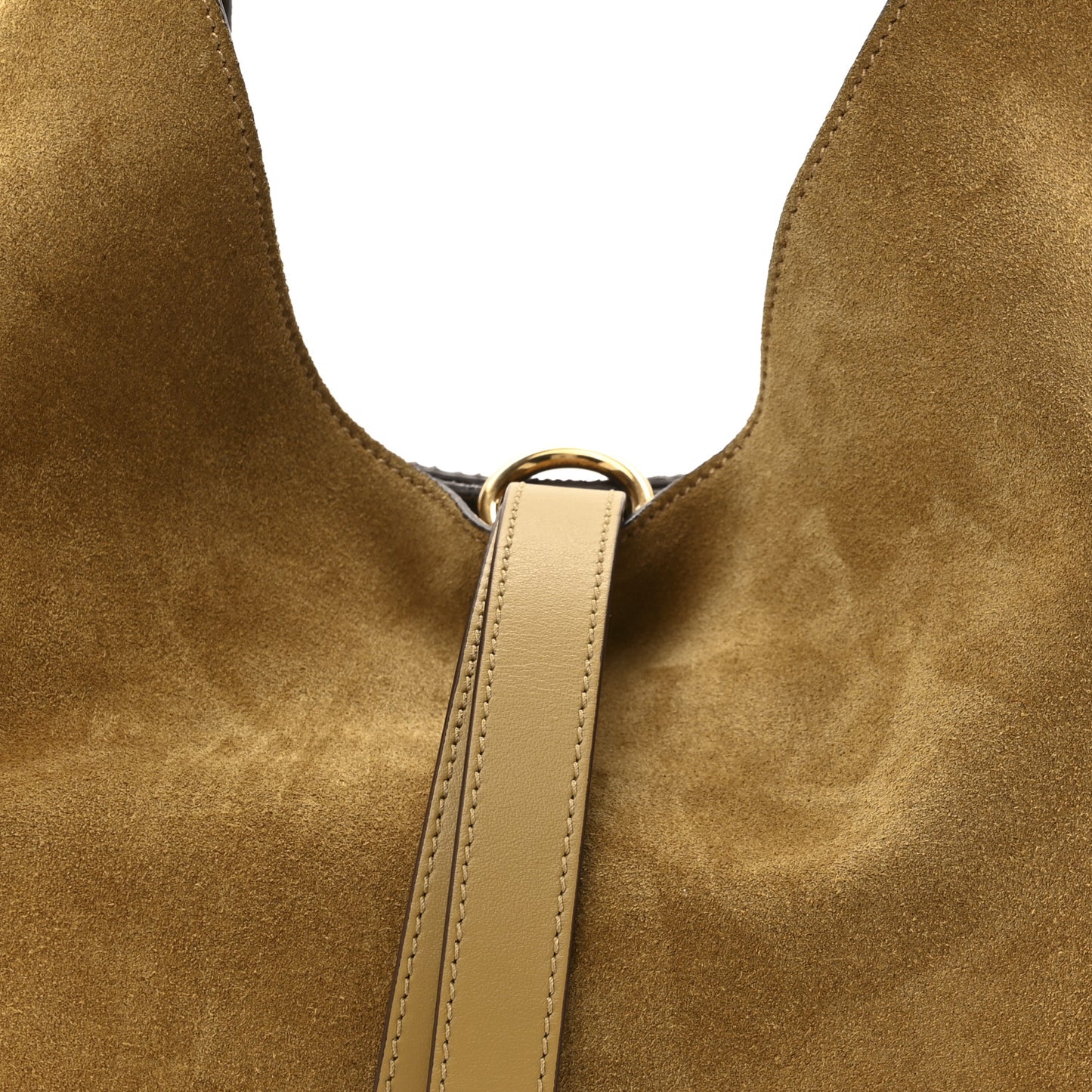 Suede Calfskin Small Marcie Hobo Bag Gold Khaki