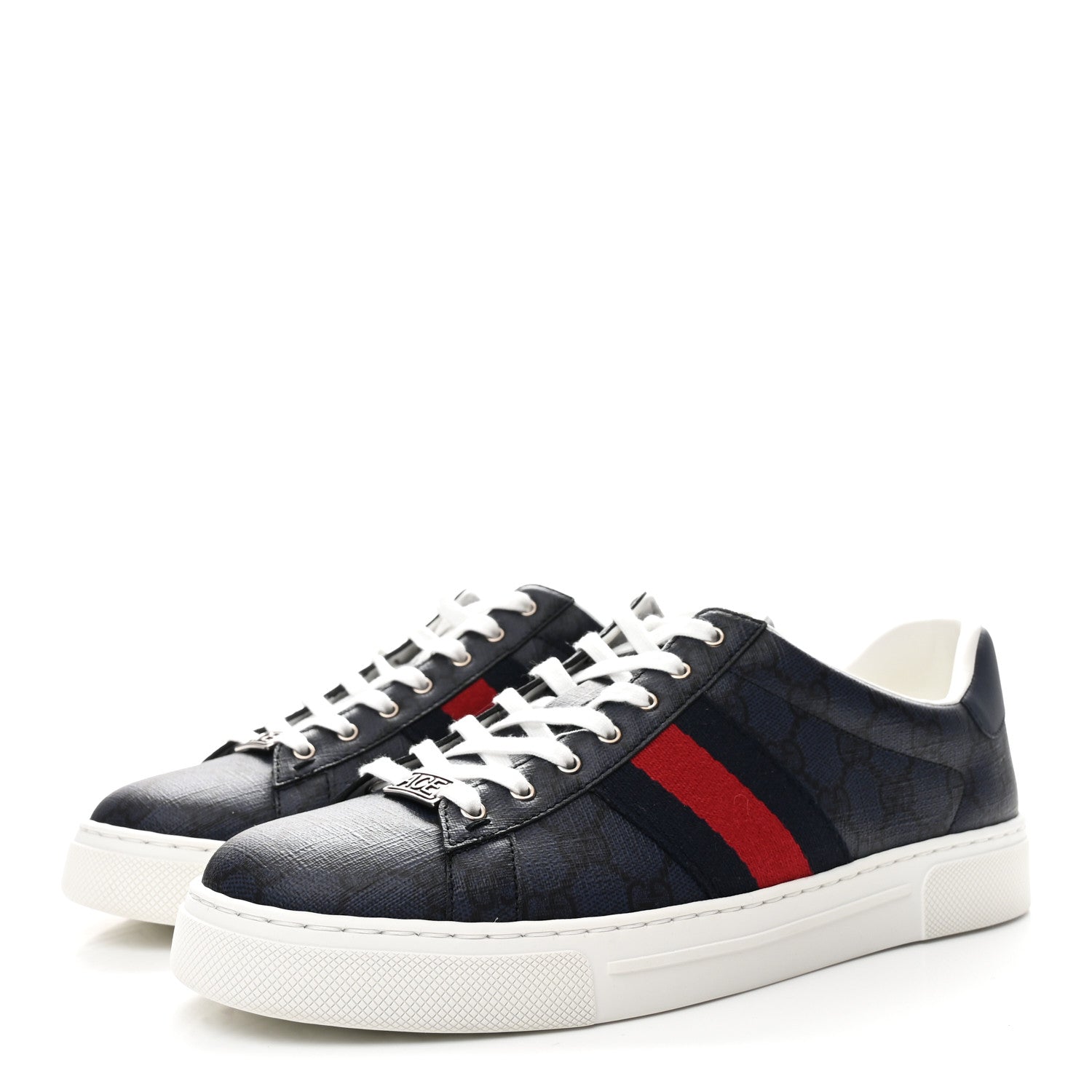 Gucci GG Supreme Monogram Ayers Web Mens New Ace Sneakers 8 Dark