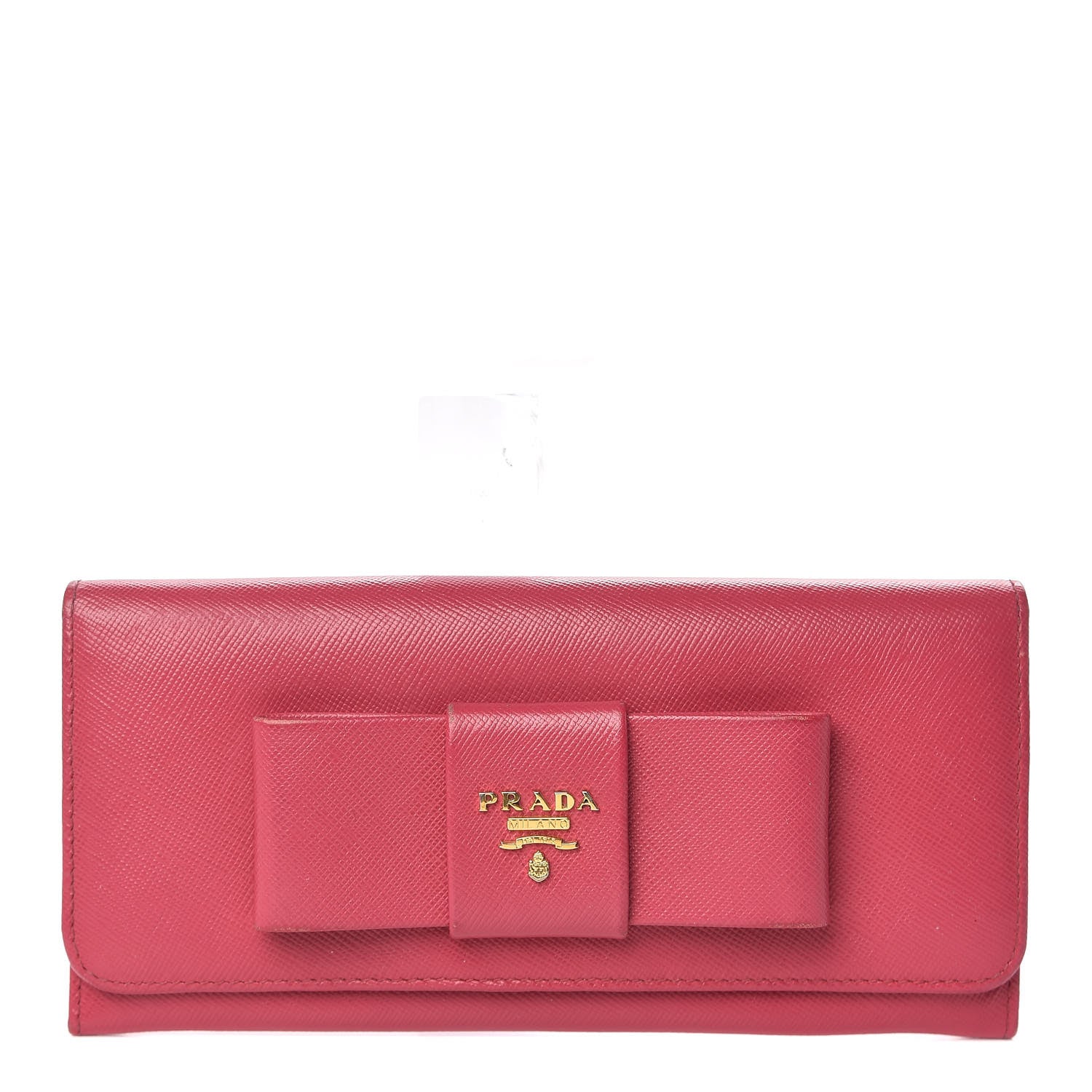 Prada Saffiano Bow Continental Wallet Peonia 1 of 9