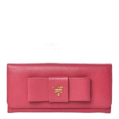 Prada Saffiano Bow Continental Wallet Peonia 1 of 9