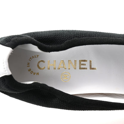 Chanel Canvas Calfskin Cap Toe Bow CC Pumps 40 Black White 8 of 8
