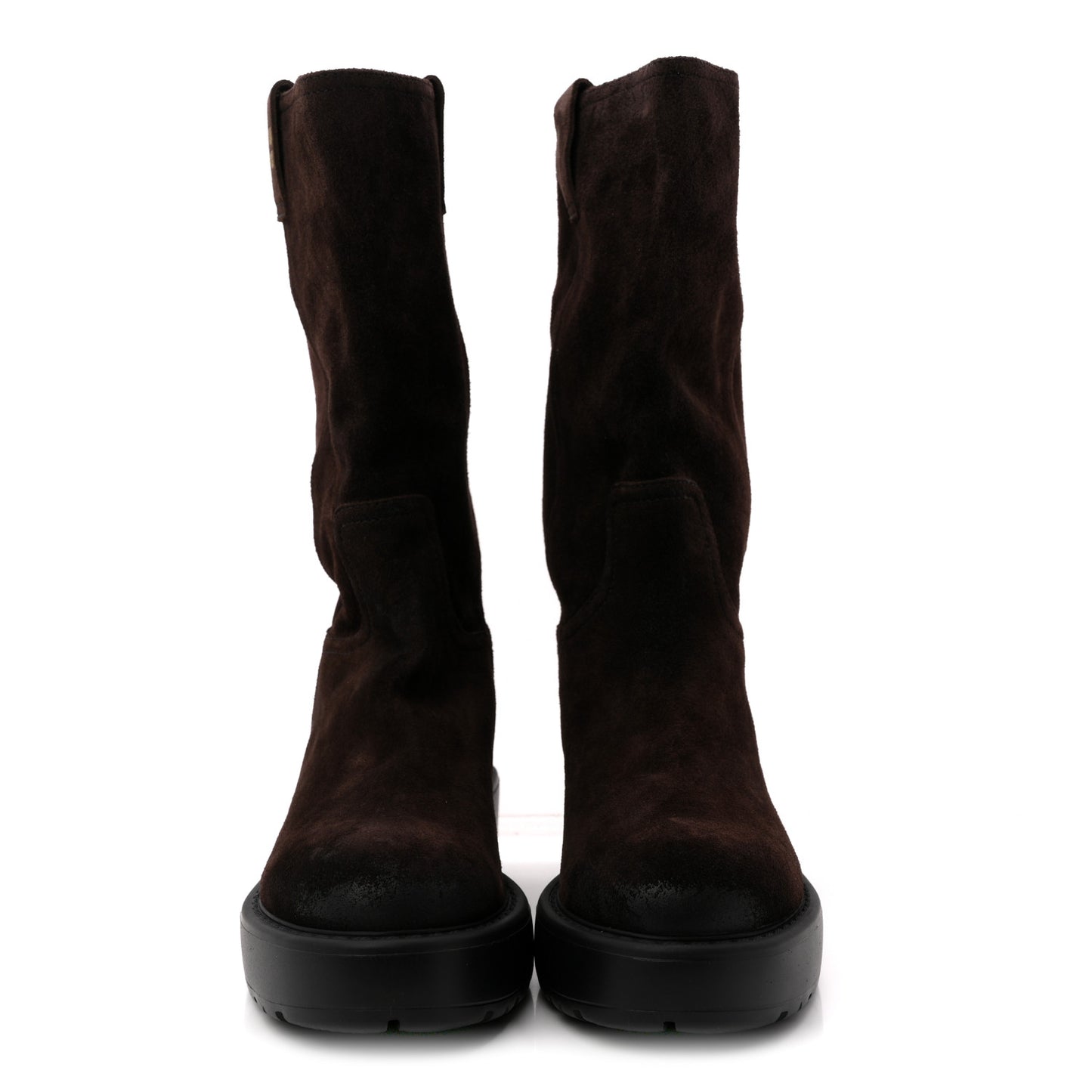 Vintage Effect Suede Mid Calf Boots 40 Morro