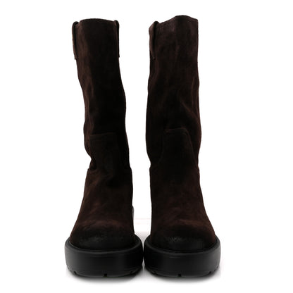 Miu Miu Vintage Effect Suede Mid Calf Boots 40 Morro 2 of 10
