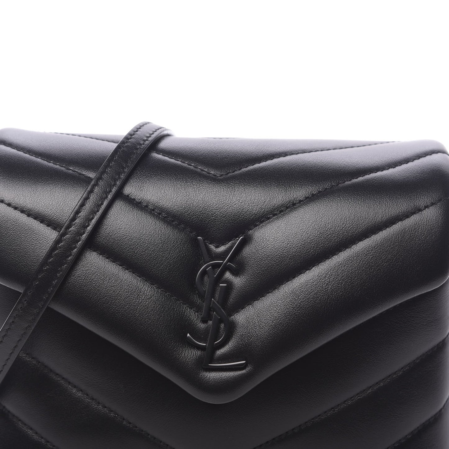 Calfskin Y Quilted Monogram Toy Loulou Crossbody Bag Black