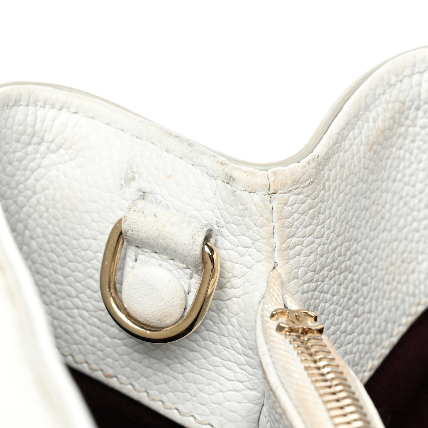 Grained Calfskin Small Neo Executive Shopper Tote White