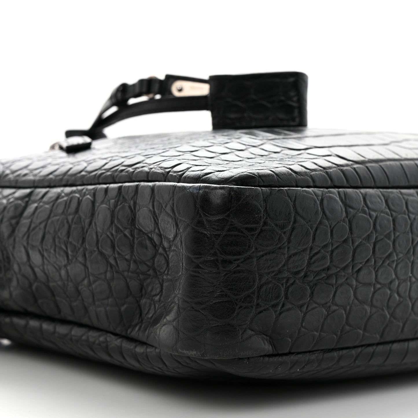 Calfskin Crocodile Embossed Bold Briefcase Black