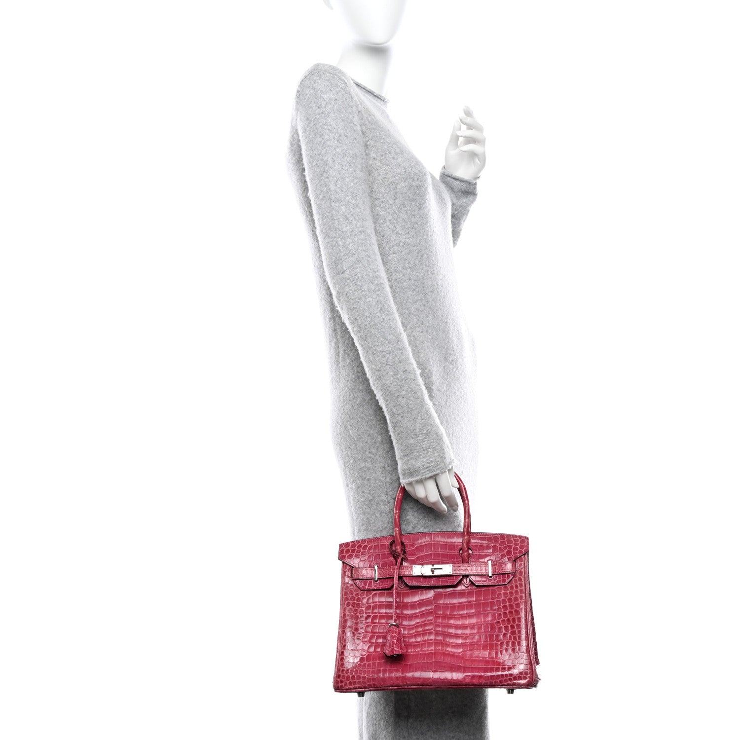 Hermes Shiny Porosus Crocodile Birkin 30 Rose Tyrien 2 of 10
