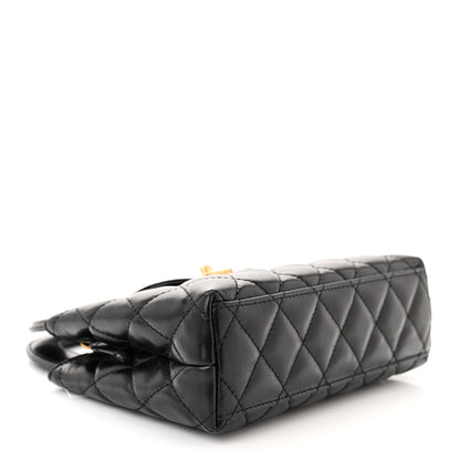 Chanel Shiny Aged Calfskin Quilted Nano Kelly Shopper Black 4 of 11