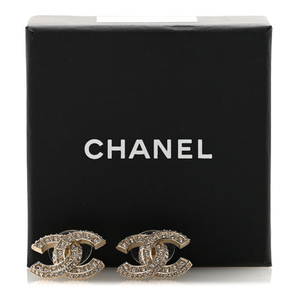 Chanel Crystal Timeless CC Earrings Light Gold 5 of 5
