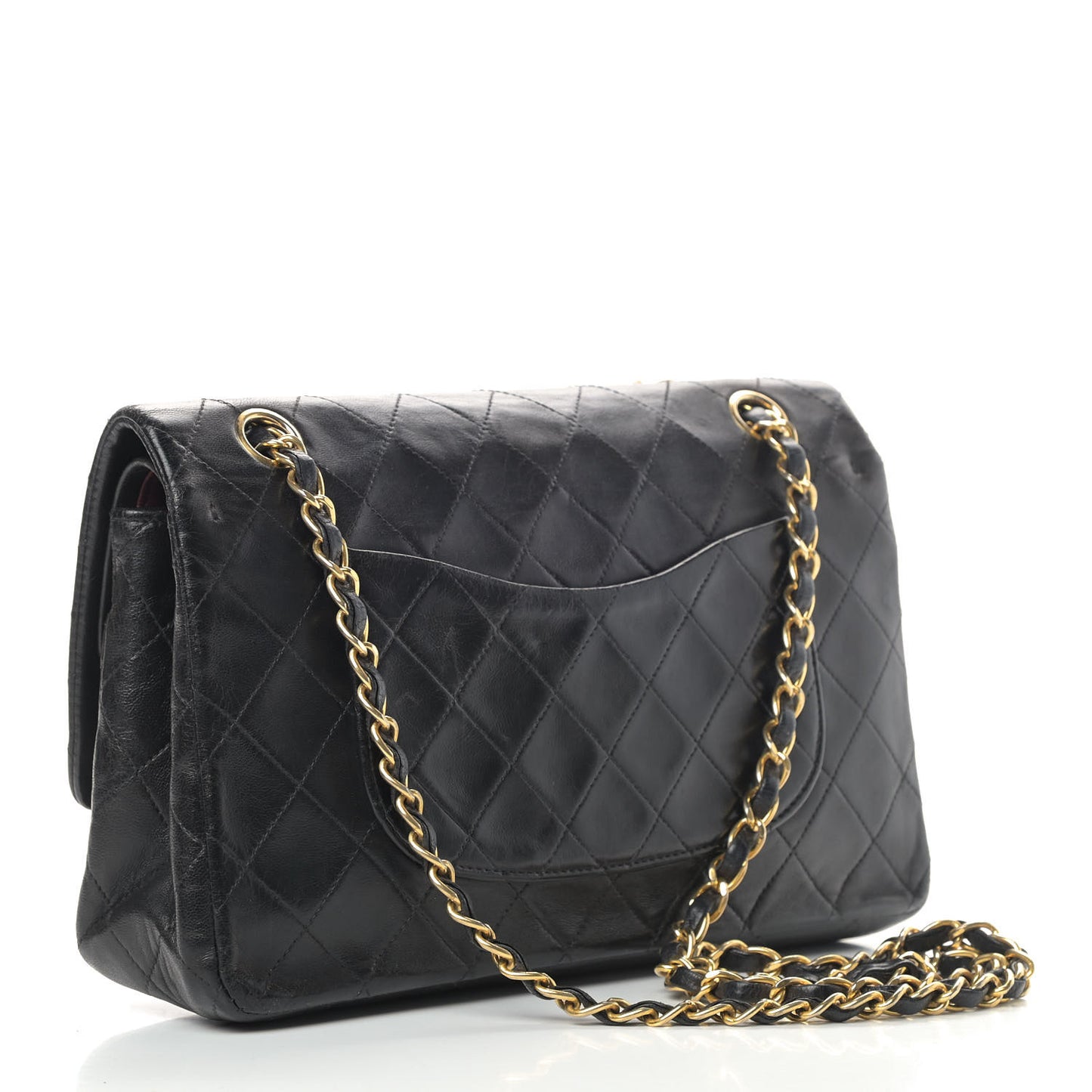 Lambskin Quilted Medium Double Flap Black