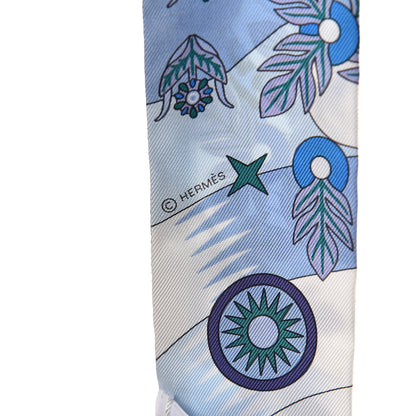 Hermes Silk La Source de Pegase Twilly Ciel Bleu Royal White 3 of 3