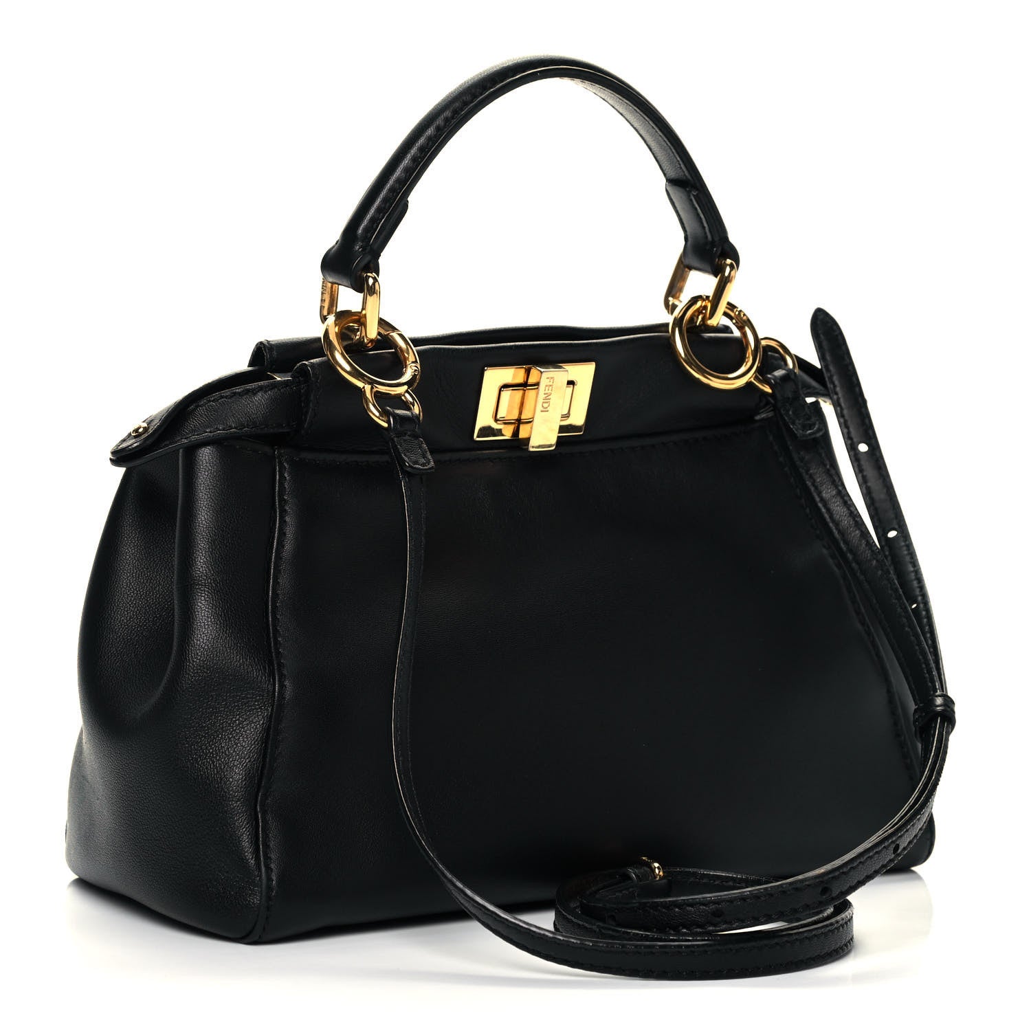 Fendi Nappa Mini Peekaboo Iconic Satchel Black 3 of 9