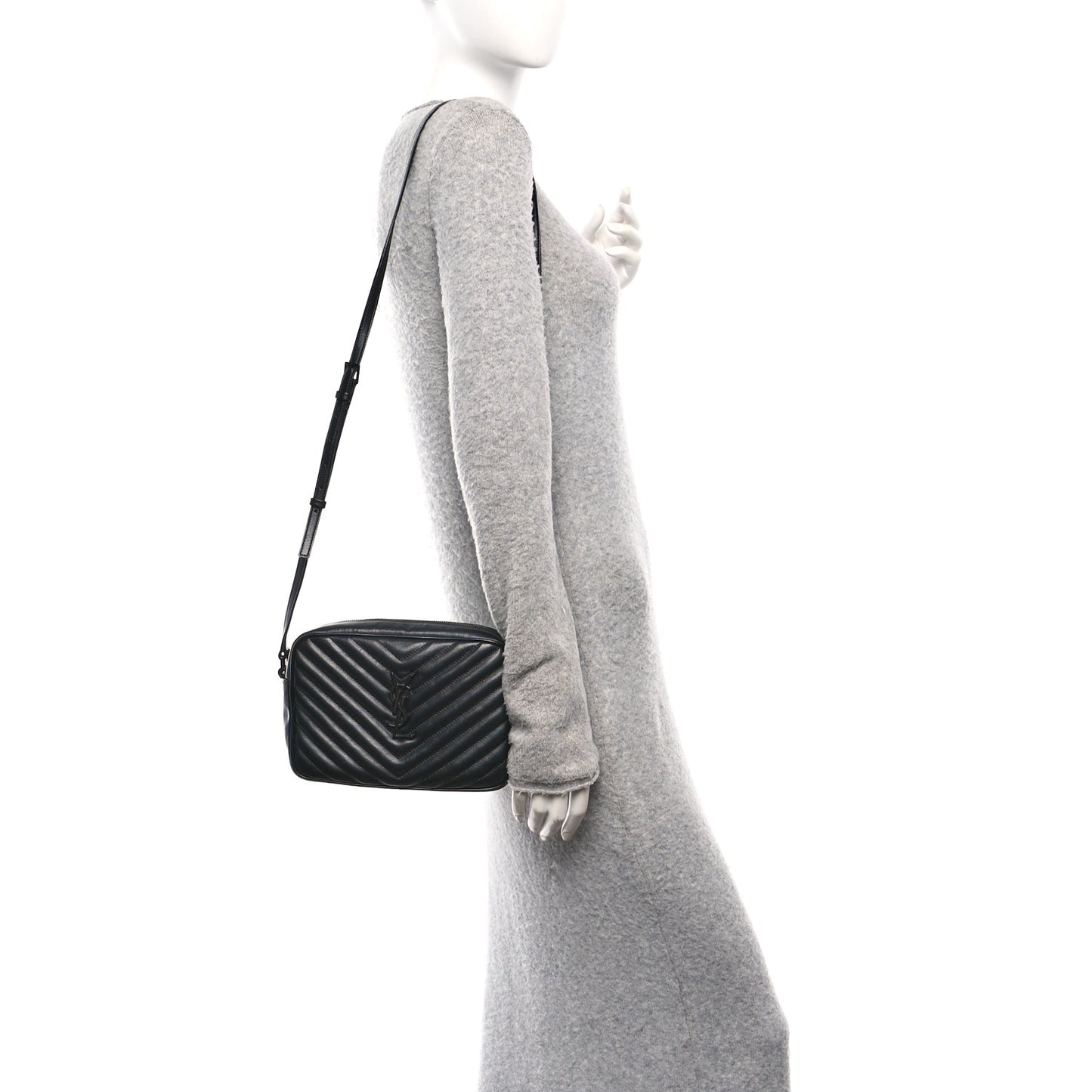 Calfskin Matelasse Monogram Monochrome Lou Camera Bag Black