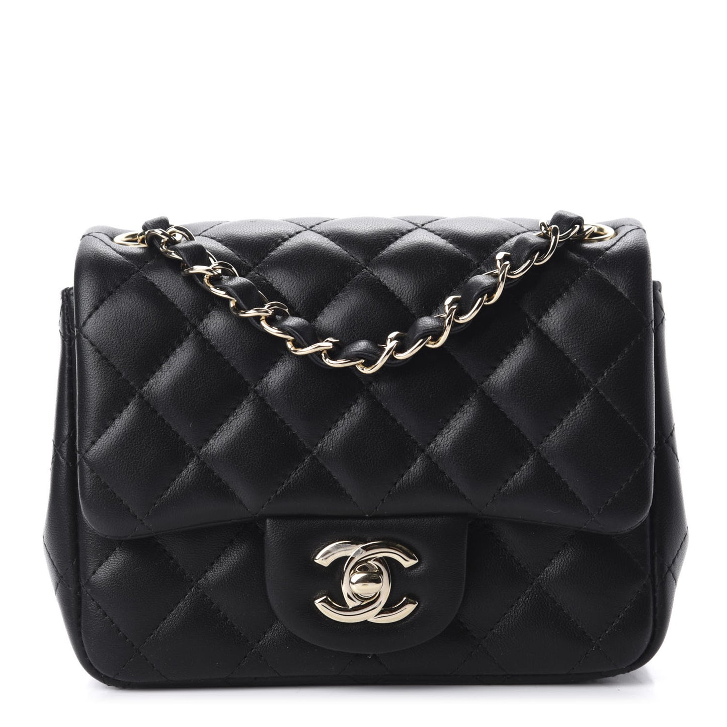 Lambskin Quilted Mini Square Flap Black