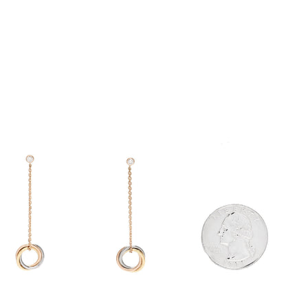 Cartier 18K Pink Yellow White Gold Diamond Small Trinity Drop Earrings 2 of 4