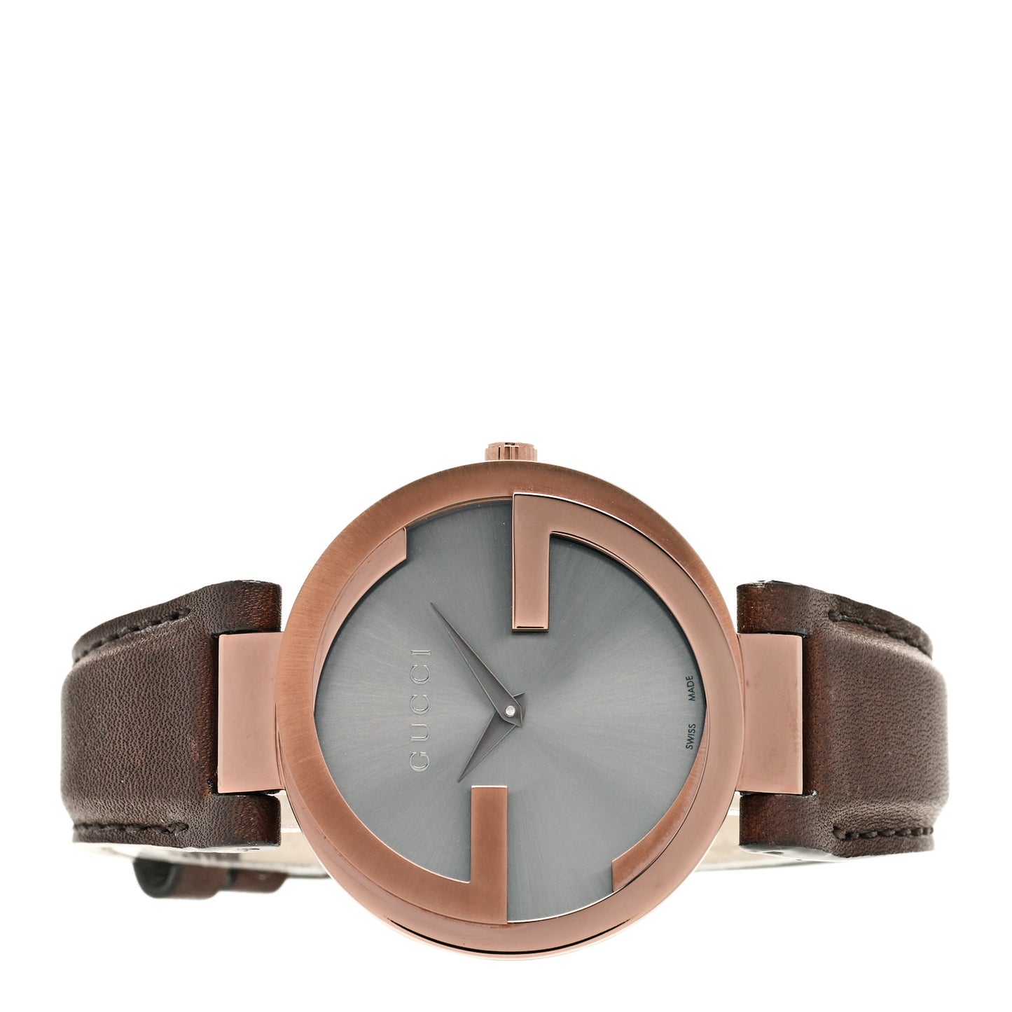 Stainless Steel Calfskin 37mm Interlocking G Quartz Watch Grey