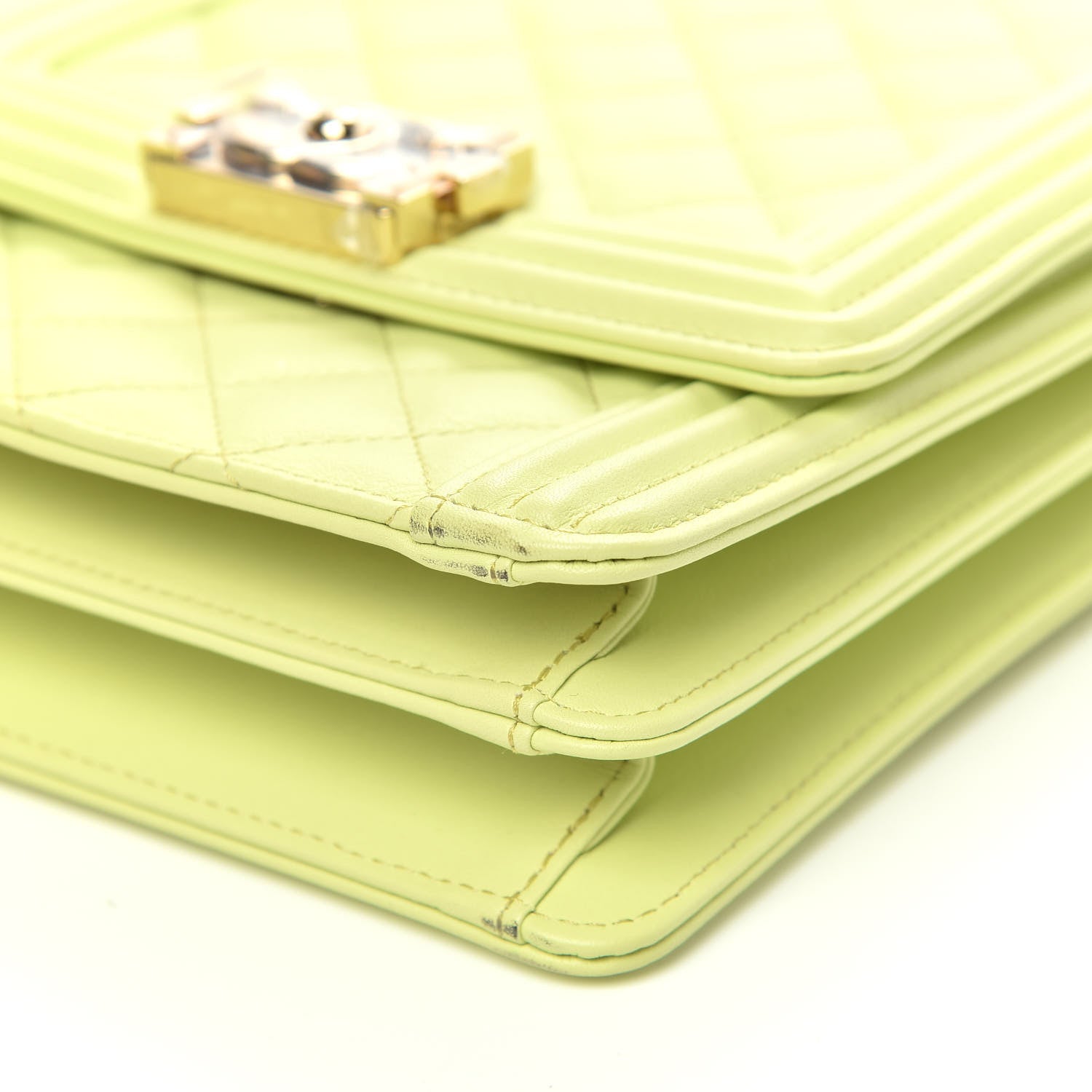 Chanel Calfskin Quilted North South Boy Flap Light Green 10 of 12