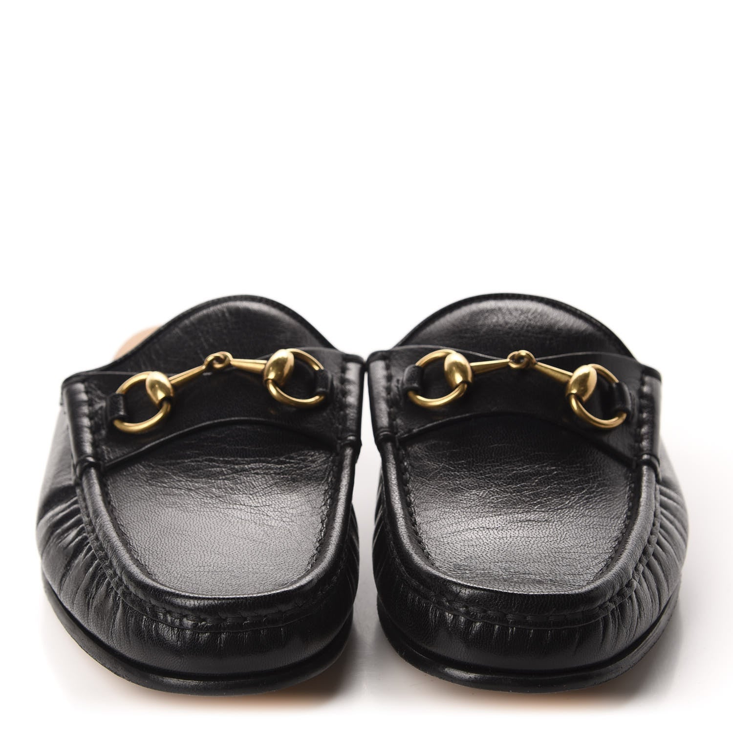 Gucci Goatskin Mens Horsebit Slippers 5.5 Black 2 of 10