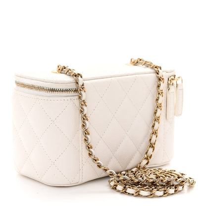 Chanel Caviar Quilted Small Vanity Case With Chain White 3 of 11
