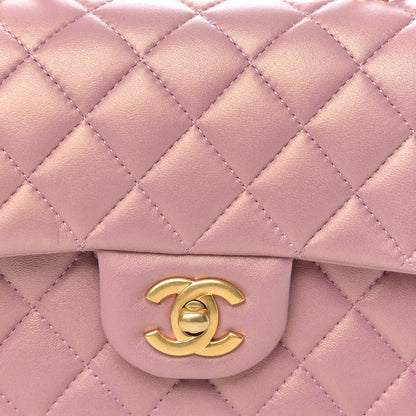 Chanel Iridescent Lambskin Quilted Mini Top Handle Rectangular Flap Pink 8 of 11