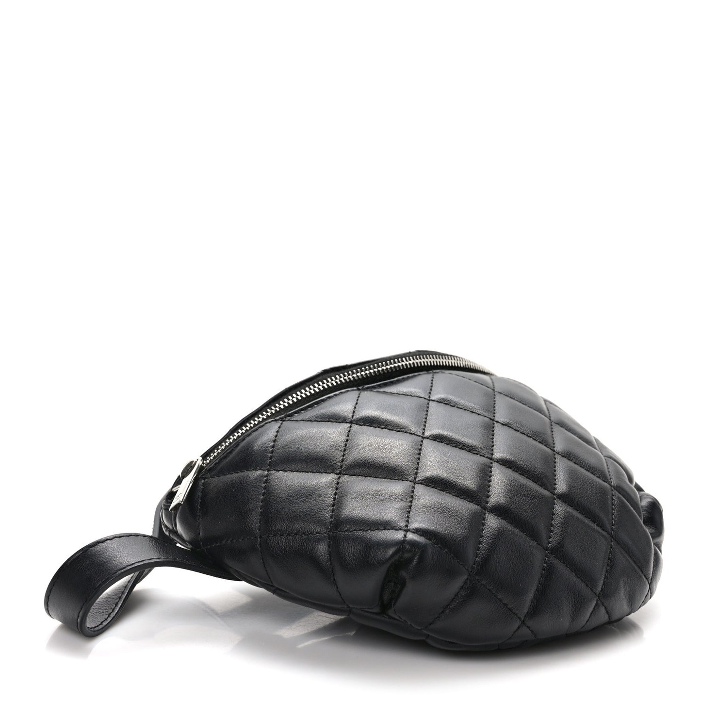 Calfskin Quilted Waist Belt Bag Black