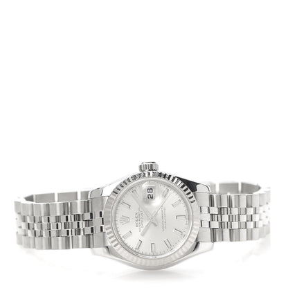 Rolex Stainless Steel 18K White Gold 26mm Oyster Perpetual Datejust Watch Silver 179174 3 of 6