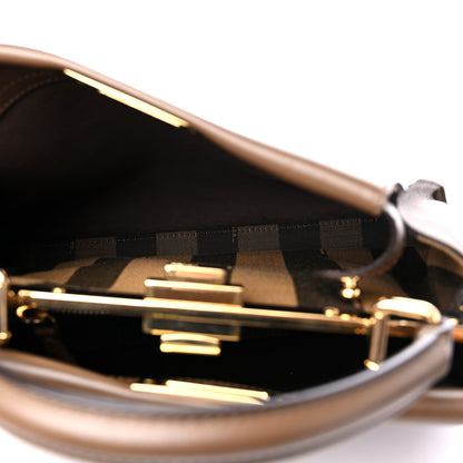Fendi Vitello Seta Fabric Jacquard Pequin Medium Peekaboo Iconic Satchel Foresta Tobacco 5 of 9