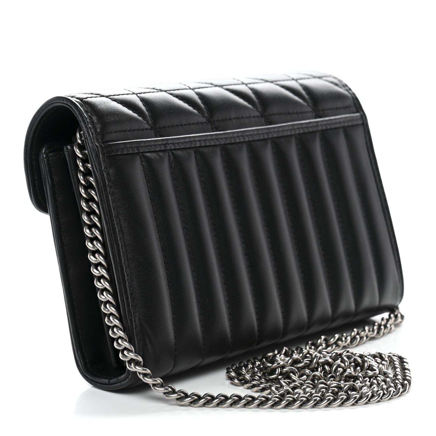 Gucci Calfskin Matelasse Aria GG Marmont Chain Wallet Black 3 of 11