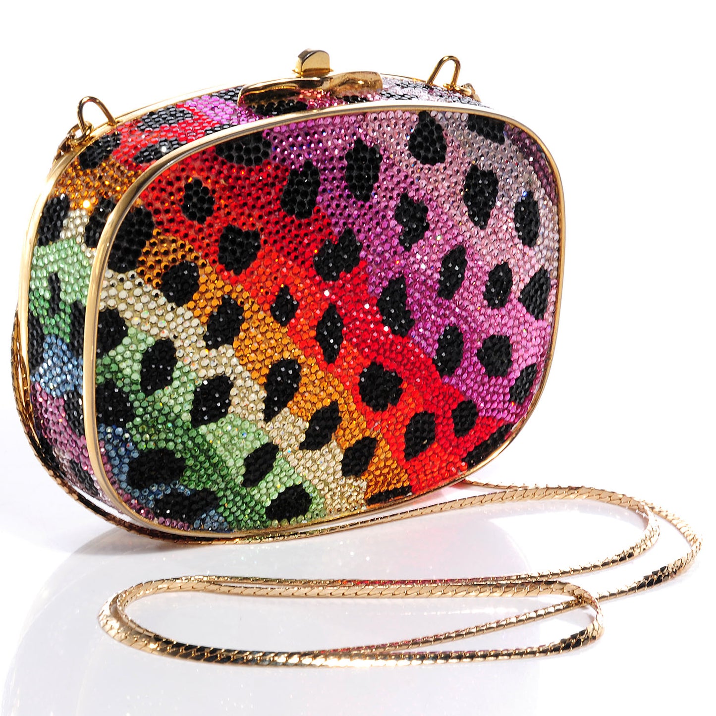 Swarovski Crystal Leopard Rainbow Clutch
