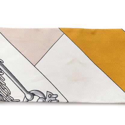Hermes Silk Cliquetis Twilly  Orange White Gold 5 of 5