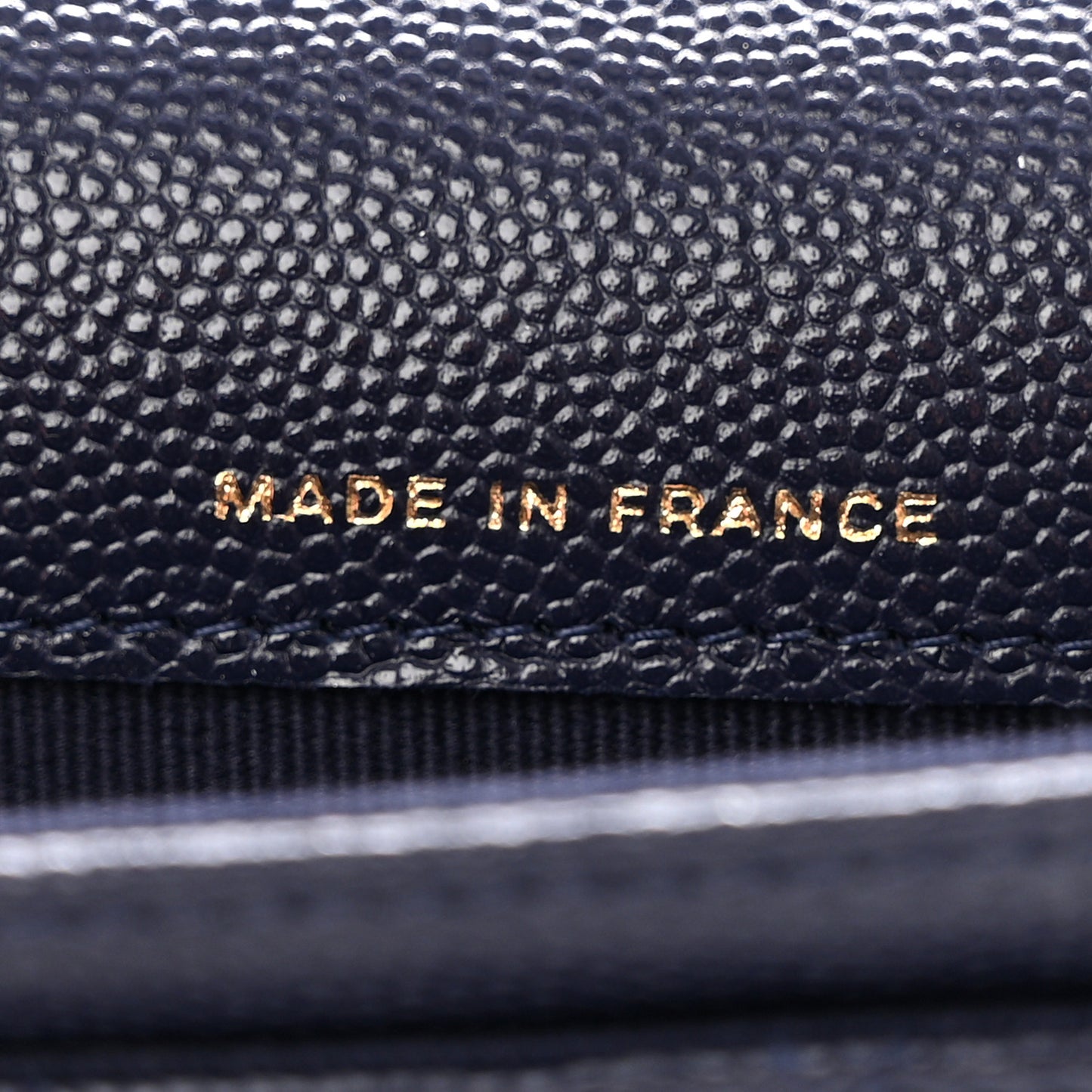 Caviar Quilted Flap Card Holder Wallet Navy Blue