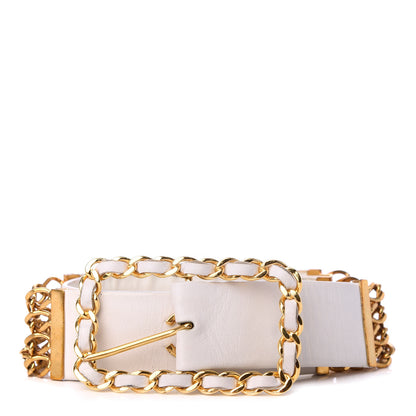 Chanel Lambskin Chain CC Belt 85 34 White 1 of 9