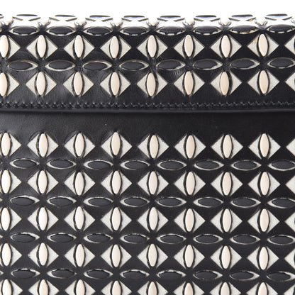 Alaia Calfskin Laser Cut Clutch Black White 9 of 12