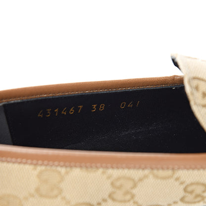 Gucci Canvas GG Monogram Horsebit Womens Jordaan Loafers 38 New Sand Friky Taupe 8 of 8