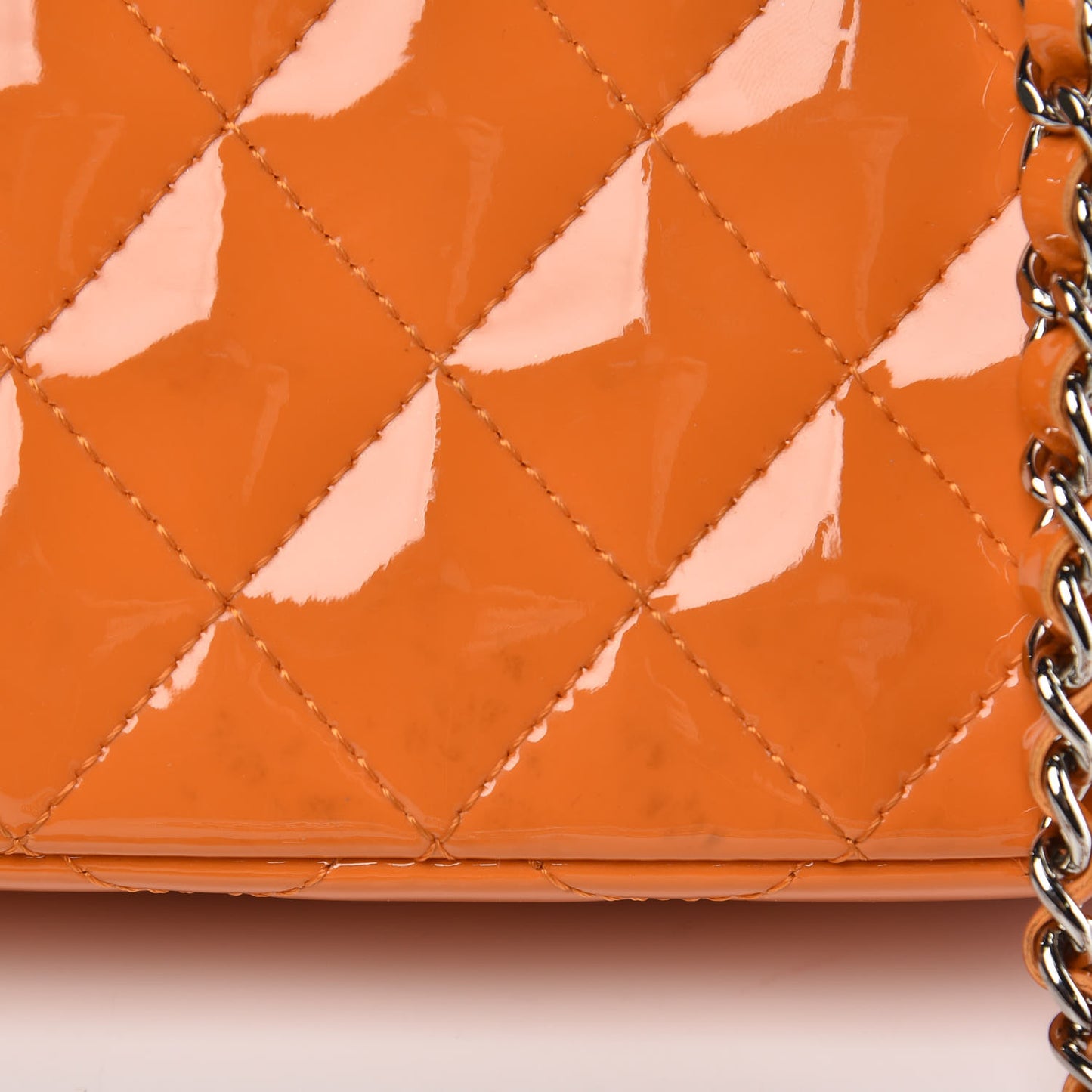 Patent Quilted Extra Mini Flap Light Orange