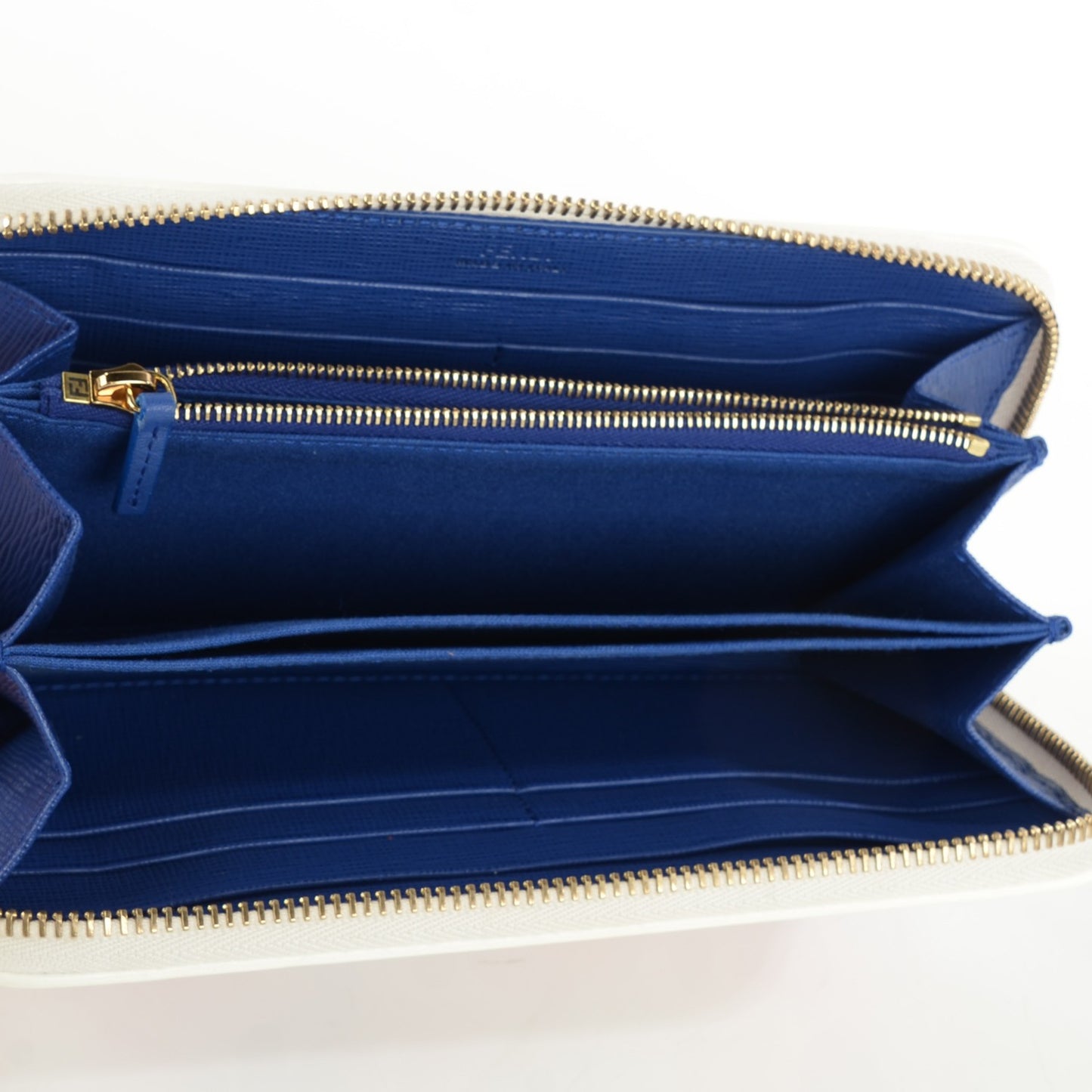 Vitello Elite Fendi Roma Simply Zip Around Wallet White Multicolor