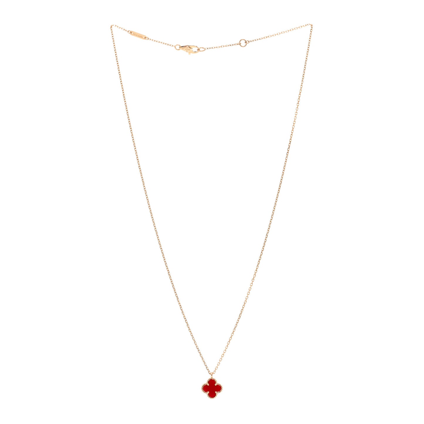18K Rose Gold Carnelian Sweet Alhambra Pendant Necklace