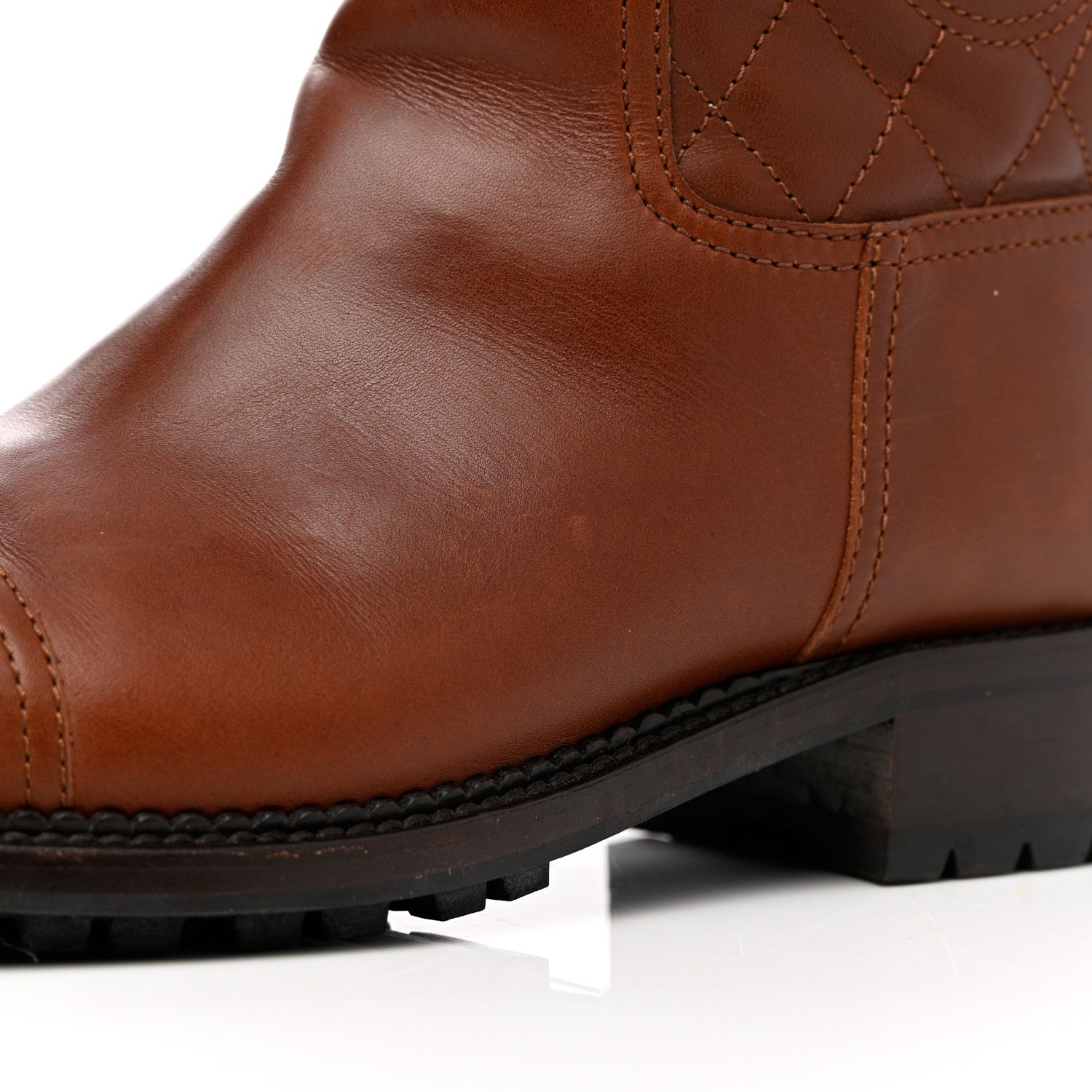 Chanel Calfskin Quilted CC Boots 37.5 Brown 15 of 16