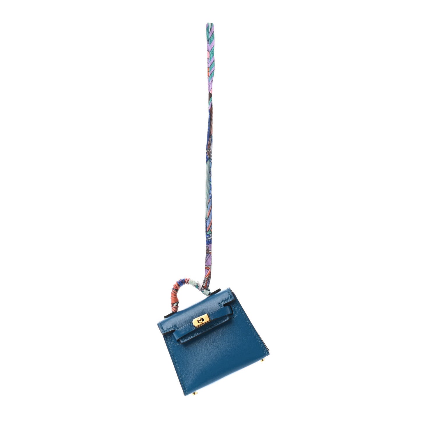 Tadelakt Mini Kelly Twilly Bag Charm Bleu Izimir