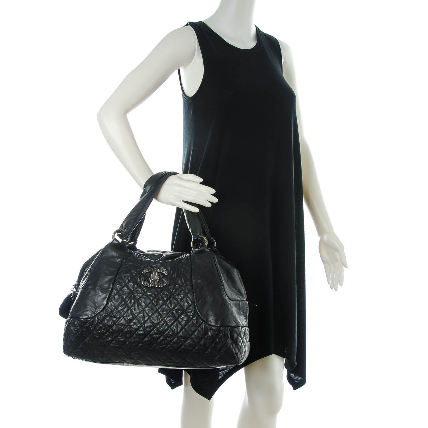Chanel Aged Calfskin Coco Rider Bowling Bag Black 2 of 7