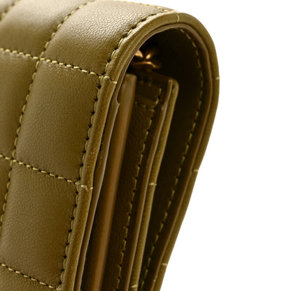 Saint Laurent Lambskin Carre Quilted Cassandre Chain Wallet Olive Drab 13 of 14