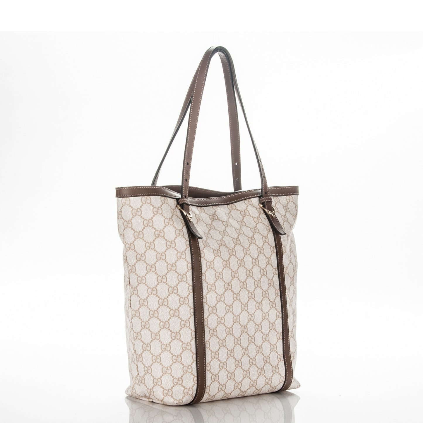 GG Supreme Monogram Calfskin Medium Nice Tote New Mystic White Beige Brown