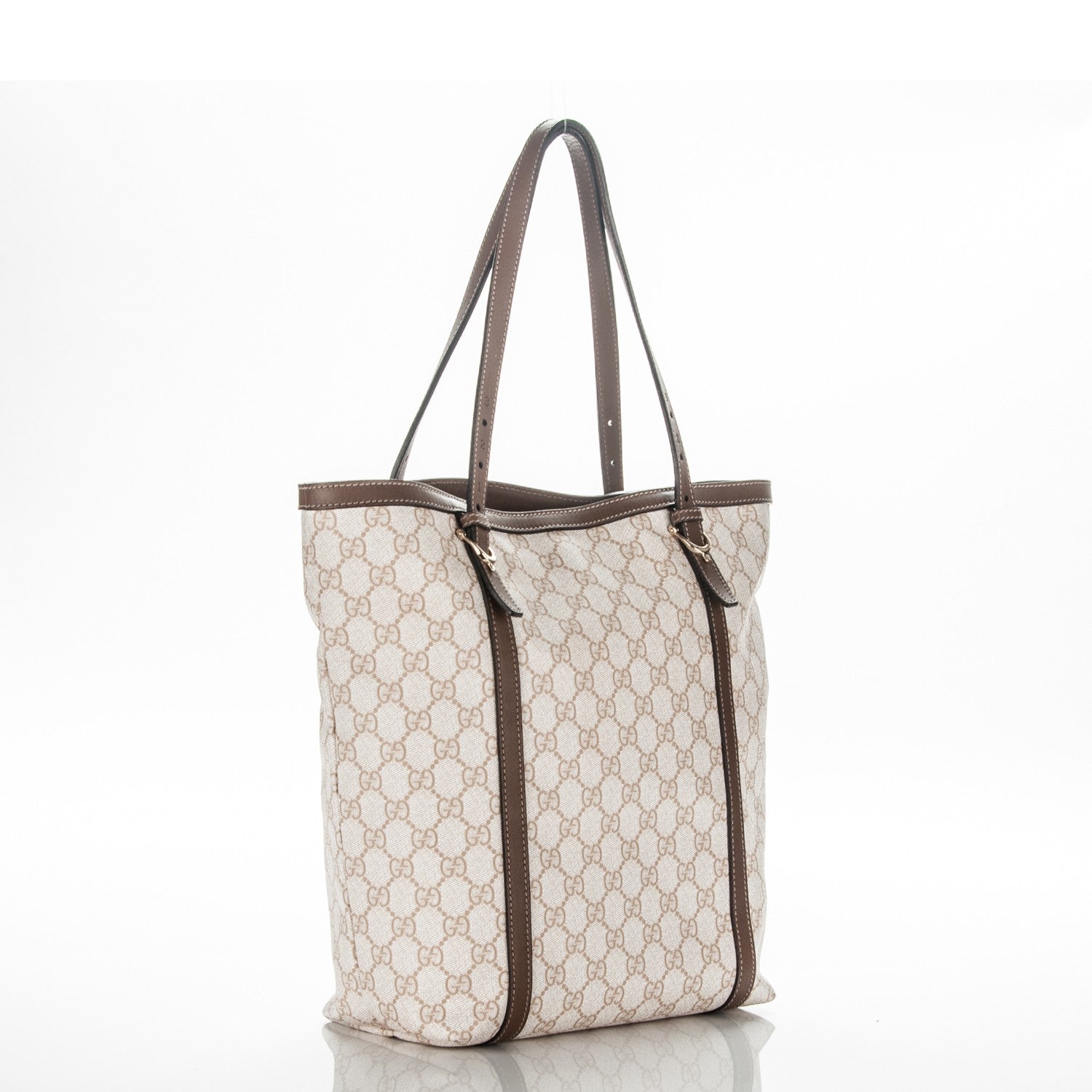 Gucci GG Supreme Monogram Calfskin Medium Nice Tote New Mystic White Beige Brown 3 of 7